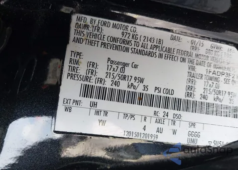 2015 Ford Focus Se from USA, damaged, VIN 1FADP3F21FL209221